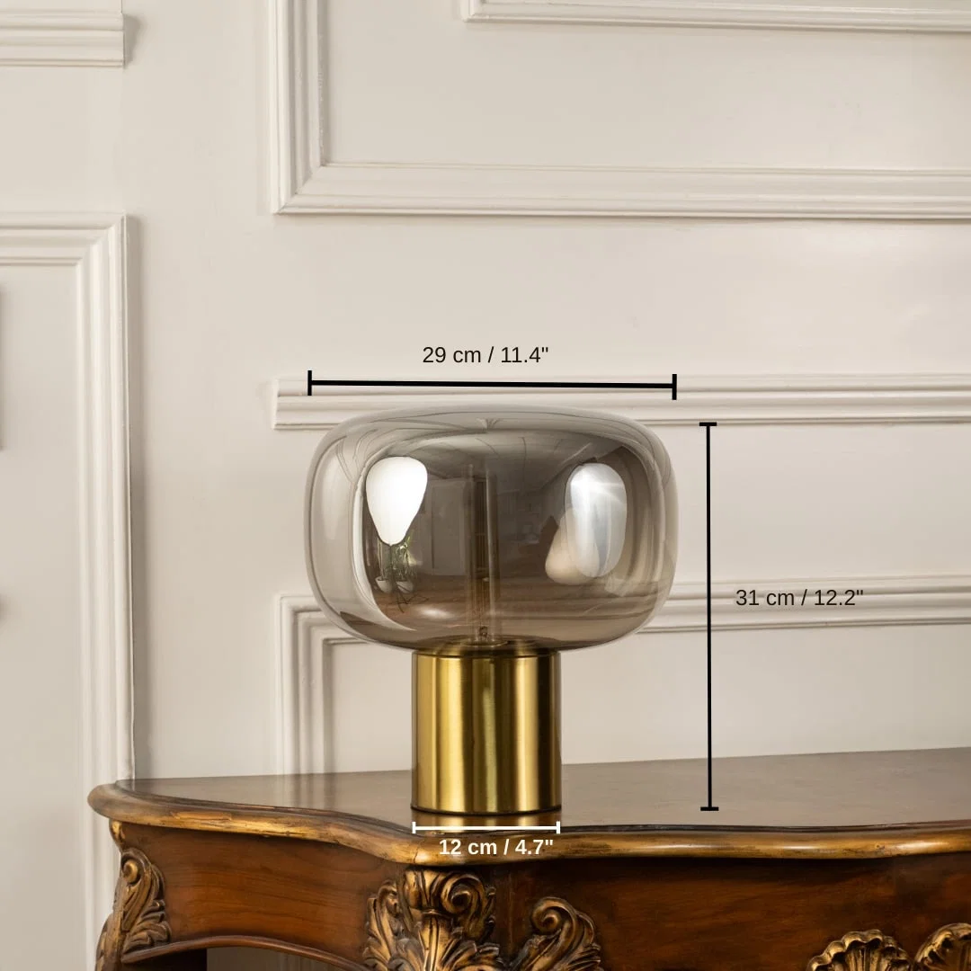 Halo glass table lamp, 31 x 29 x 12 cm (12.2 x 11.4 x 4.7 inches) dimensions