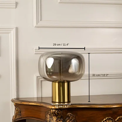 Halo glass table lamp, 31 x 29 x 12 cm (12.2 x 11.4 x 4.7 inches) dimensions