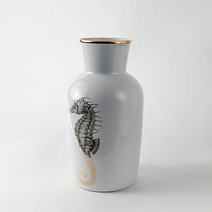 Grey ceramic vase with a graceful horse silhouette adding modern equestrian décor style featuring artistic detailing subtle texture and sophisticated handcrafted elegance for refined interiors.
