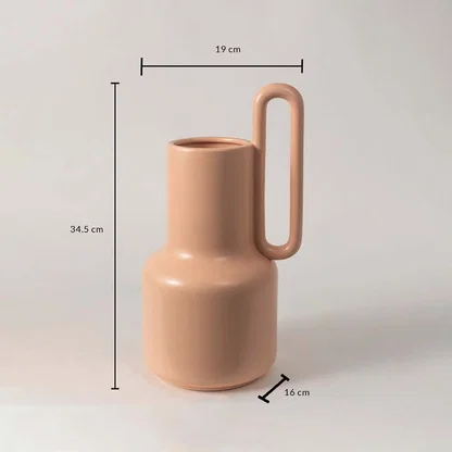 Dimension view of the ribbed white ceramic vase showing height 20.5 cm  width 8.5 cm  and depth 8.5 cm on a clean white background.