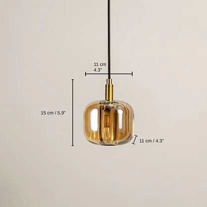 Cubie Globe Pendant Light - Amber, 15 x 11 x 11 cm (5.9 x 4.3 x 4.3 inches) dimensions