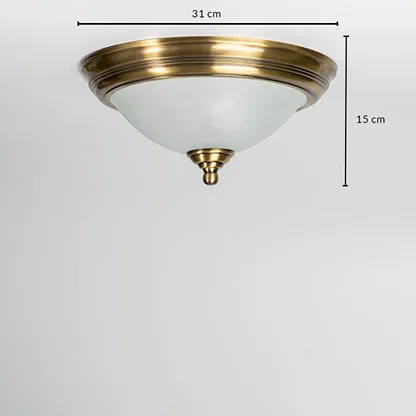 Antique brass flush mount ceiling light with 31 cm diameter and 13 cm height for classic home decor spaces.