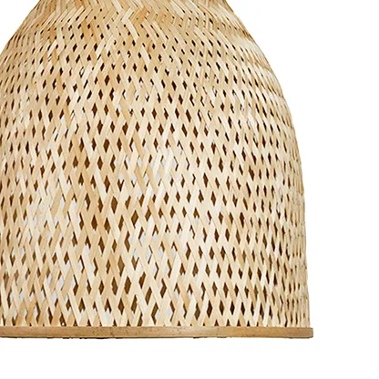 Detailed view of handwoven rattan pendant light highlighting natural texture and premium craftsmanship.
