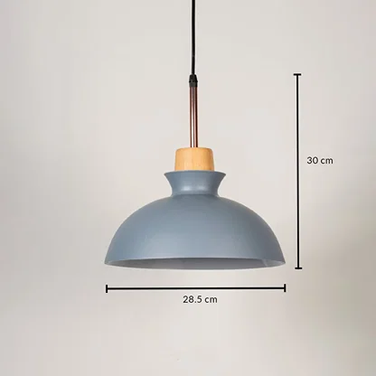 Blue metal pendant light measuring 28.5 cm width and 30 cm height crafted for stylish ceiling lighting decor.