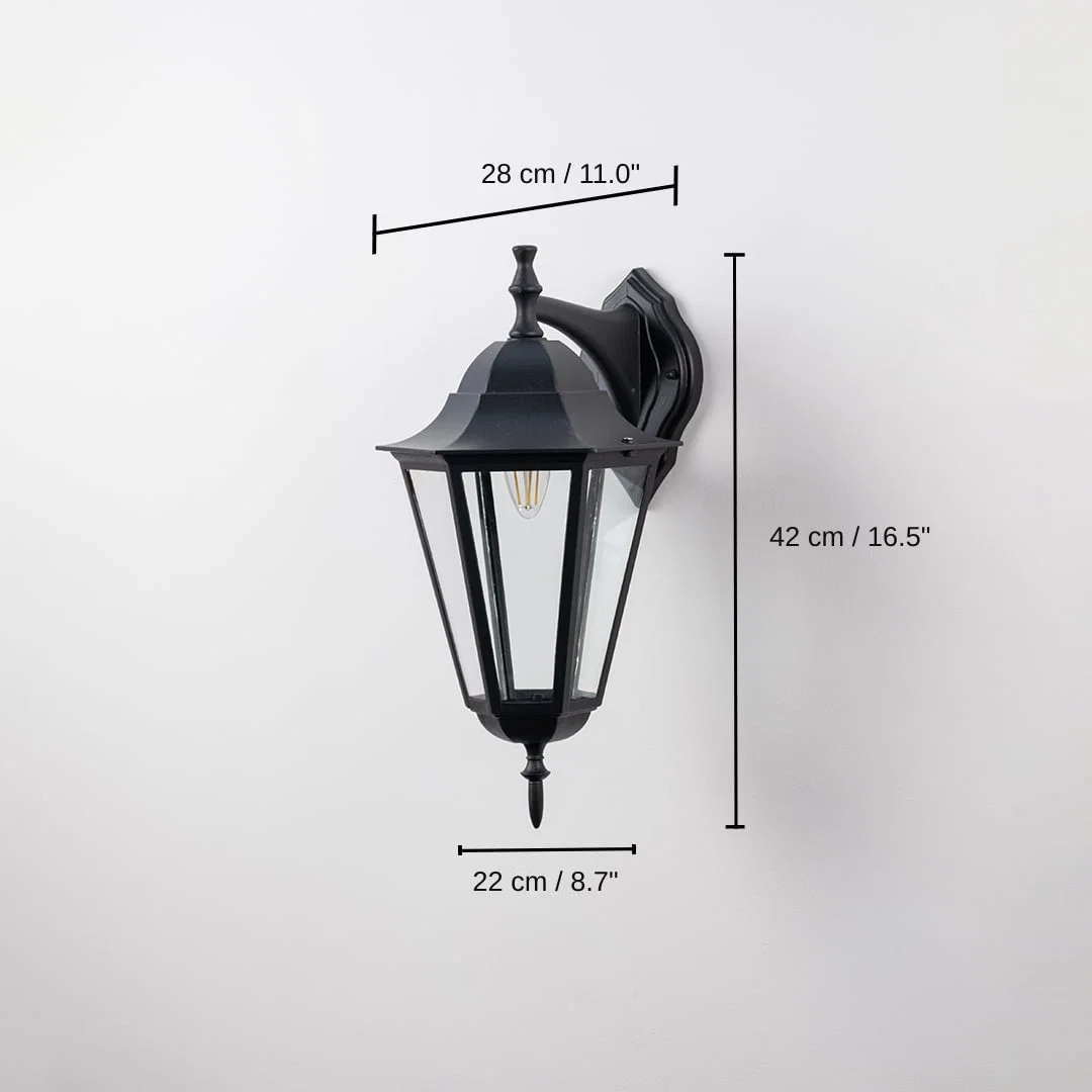 Down Facing Outdoor Wall Light - Large, 42 x 22 x 28 cm (16.5 x 8.7 x 11.0 inches) dimensions