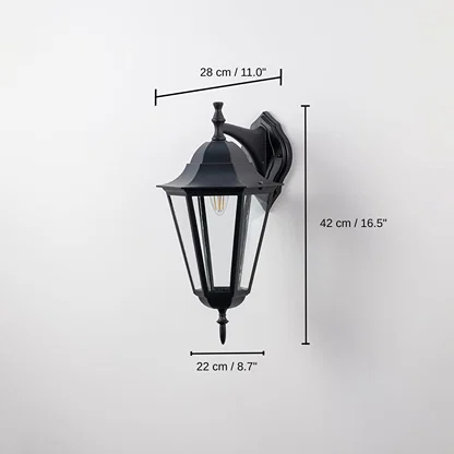 Down Facing Outdoor Wall Light - Large, 42 x 22 x 28 cm (16.5 x 8.7 x 11.0 inches) dimensions