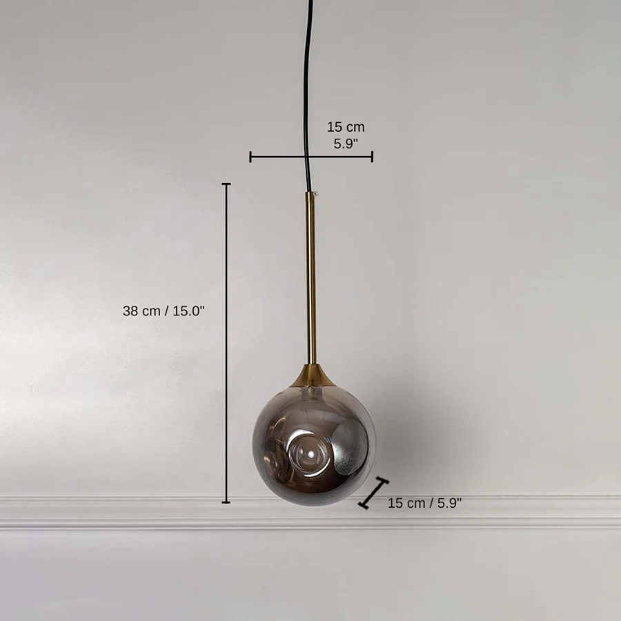 Drop Hanging light - Smoky, 38 x 15 x 15 cm (15.0 x 5.9 x 5.9 inches) dimensions