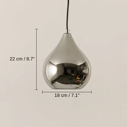 Silver chrome metal pendant light, 22 x 18 x 18 cm (8.7 x 7.1 x 7.1 inches) dimensions