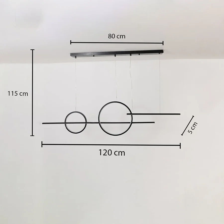 Chandelier dimensions displayed on a white background showing width height and ring size for a clear understanding of overall measurements.