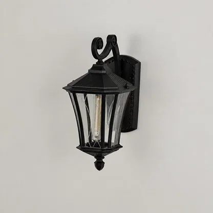 Abaca Downward Tinted Blue Outdoor Wall Light - Medium