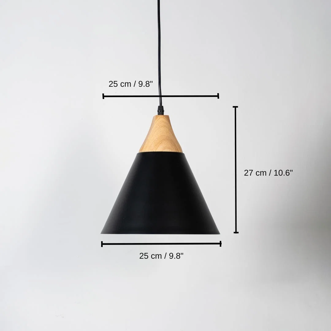 Black metal pendant light, 27 x 25 x 25 cm (10.6 x 9.8 x 9.8 inches) dimensions