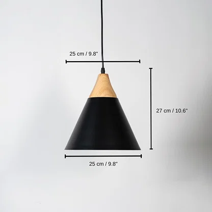 Black metal pendant light, 27 x 25 x 25 cm (10.6 x 9.8 x 9.8 inches) dimensions