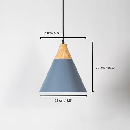 Blue metal pendant light, 27 x 25 x 25 cm (10.6 x 9.8 x 9.8 inches) dimensions