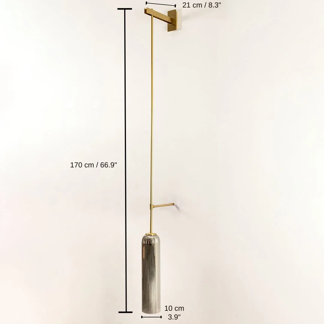 Float Suspension Wall Sconce - Chrome, 170 x 21 x 10 cm (66.9 x 8.3 x 3.9 inches) dimensions