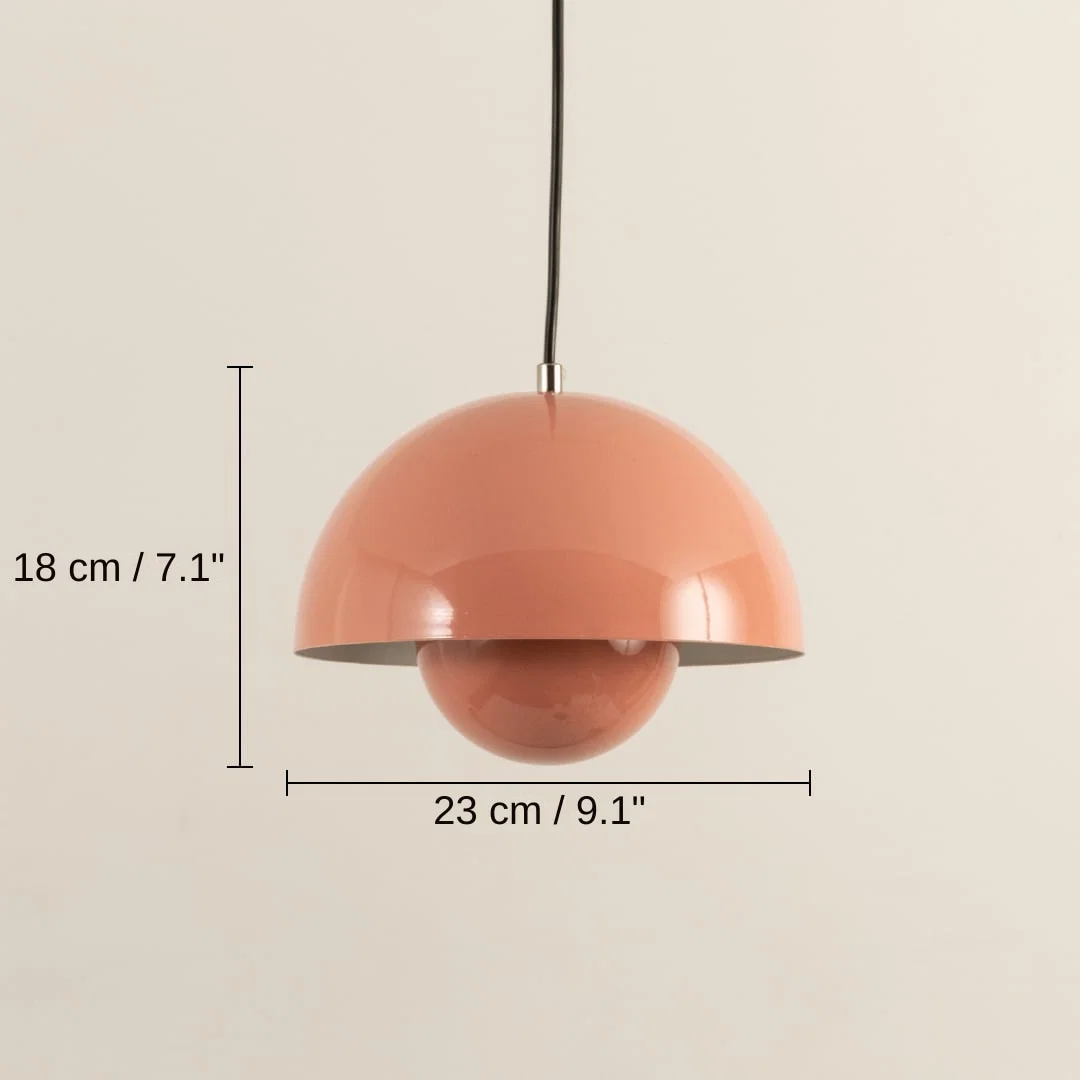 Flowerpot Pendant Light - Pink, 18 x 23 x 23 cm (7.1 x 9.1 x 9.1 inches) dimensions
