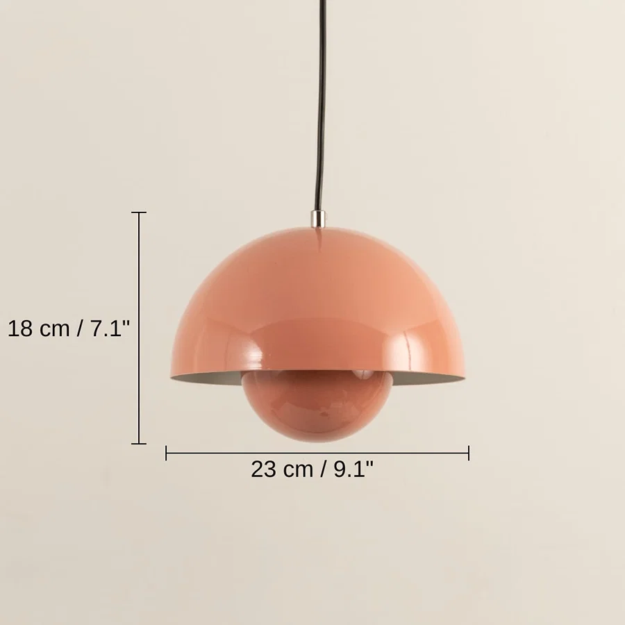 Flowerpot Pendant Light - Pink, 18 x 23 x 23 cm (7.1 x 9.1 x 9.1 inches) dimensions