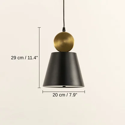 Black metal and gold sphere pendant light, 29 x 20 x 20 cm (11.4 x 7.9 x 7.9 inches) dimensions