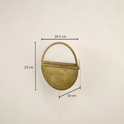 Gold metal wall light with 22 cm height 20.5 cm width and 10 cm depth for modern decor styling spaces.