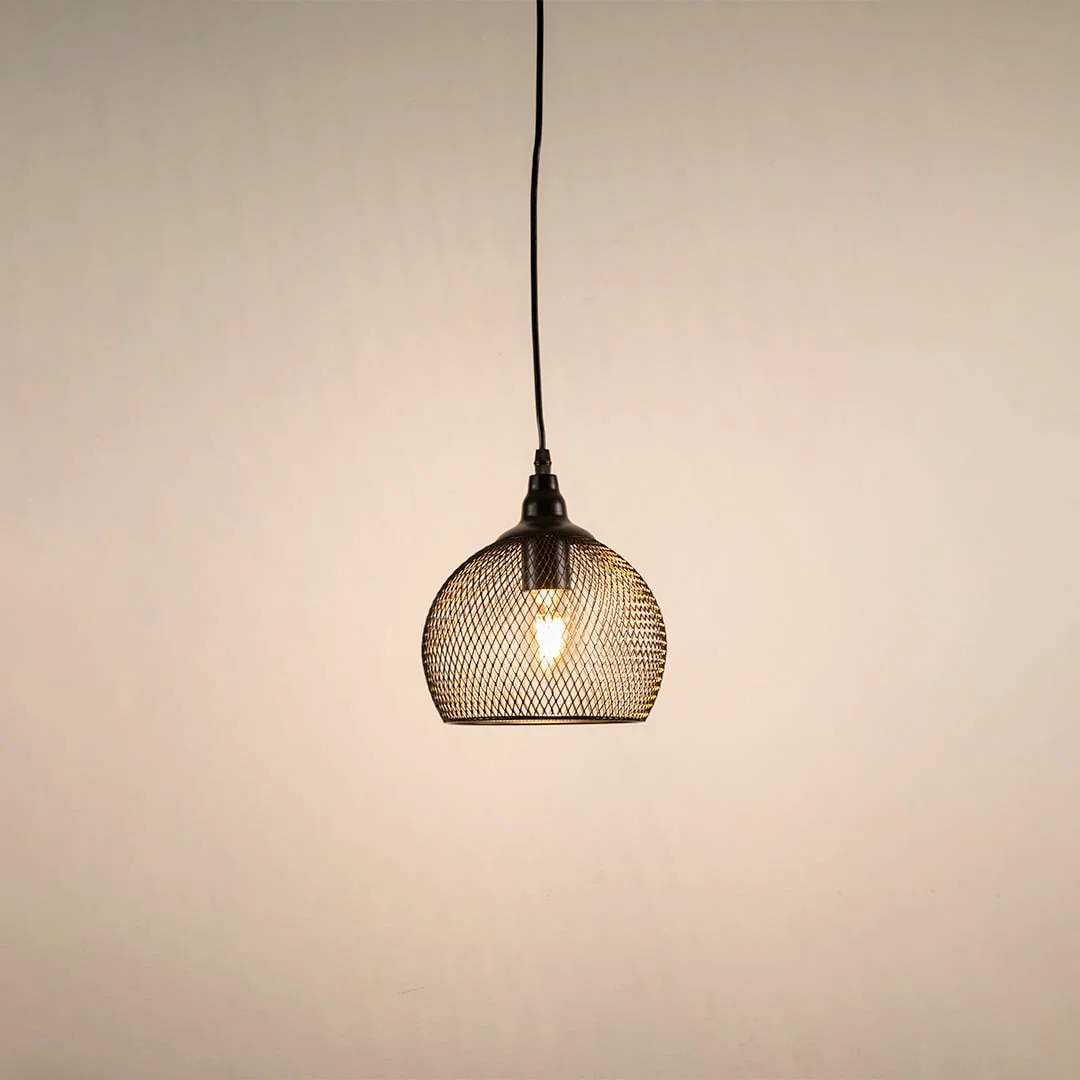 Smoke glass pendant light illuminated to showcase elegant ceiling lighting design with modern decorative appeal.