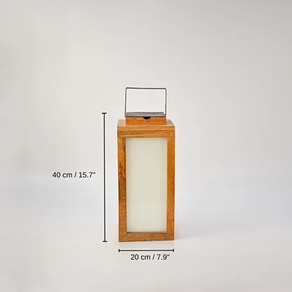 Jabillo Wooden Lantern Medium, 40 x 20 x 20 cm (15.7 x 7.9 x 7.9 inches) dimensions