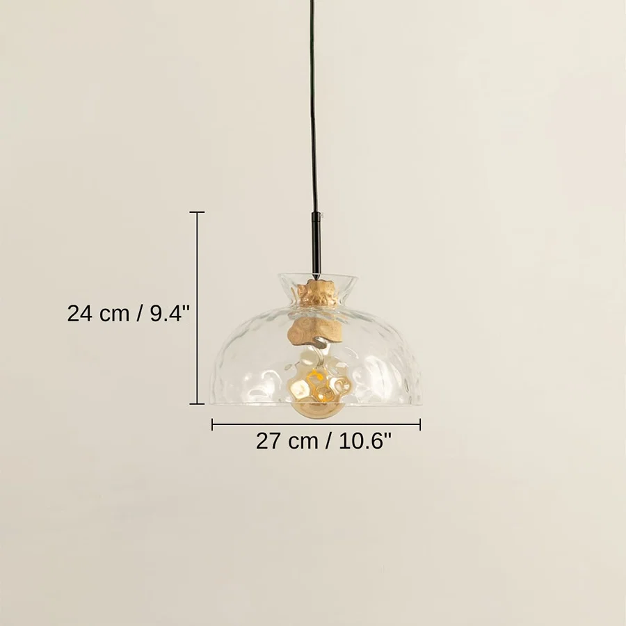 Clear glass and brass pendant light, 24 x 27 x 27 cm (9.4 x 10.6 x 10.6 inches) dimensions