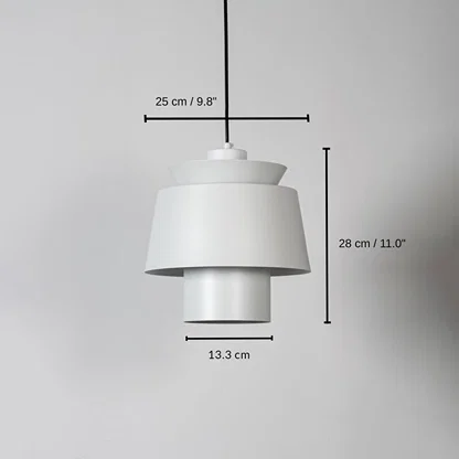 White metal pendant light, 28 x 13 x 25 cm (11.0 x 5.1 x 9.8 inches) dimensions