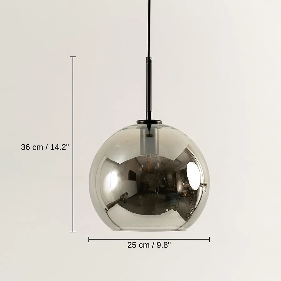 LukLoy Loft Modern Pendant Light - Silver, 46 x 25 x 25 cm (18.1 x 9.8 x 9.8 inches) dimensions