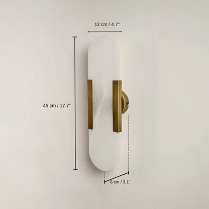 Marble gold wall light, 45 x 8 x 12 cm (17.7 x 3.1 x 4.7 inches) dimensions