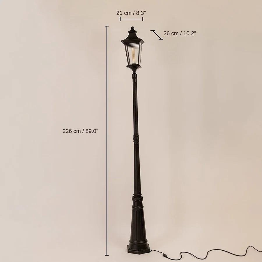 Onset Outdoor Pole Light, 226 x 21 x 26 cm (89.0 x 8.3 x 10.2 inches) dimensions