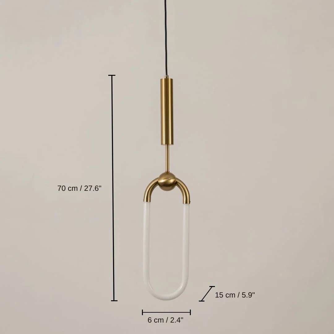 Gold metal frame pendant light, base 70 x 6 x 15 cm (27.6 x 2.4 x 5.9 inches), canopy 10 x 10 cm (3.9 x 3.9 inches) dimensions