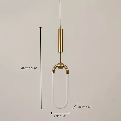 Gold metal frame pendant light, base 70 x 6 x 15 cm (27.6 x 2.4 x 5.9 inches), canopy 10 x 10 cm (3.9 x 3.9 inches) dimensions
