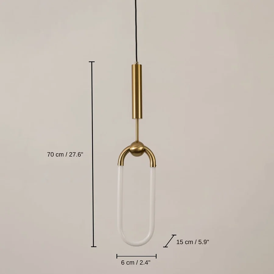 Gold metal frame pendant light, base 70 x 6 x 15 cm (27.6 x 2.4 x 5.9 inches), canopy 10 x 10 cm (3.9 x 3.9 inches) dimensions