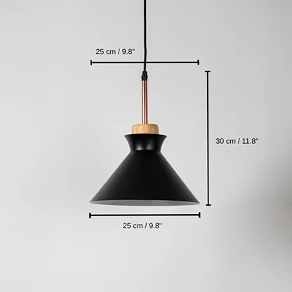Black metal pendant light, 30 x 25 x 25 cm (11.8 x 9.8 x 9.8 inches) dimensions