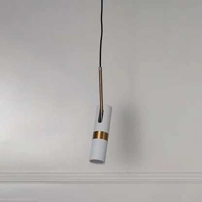 White metal spotlight pendant light with gold accents crafted for elegant contemporary living spaces.