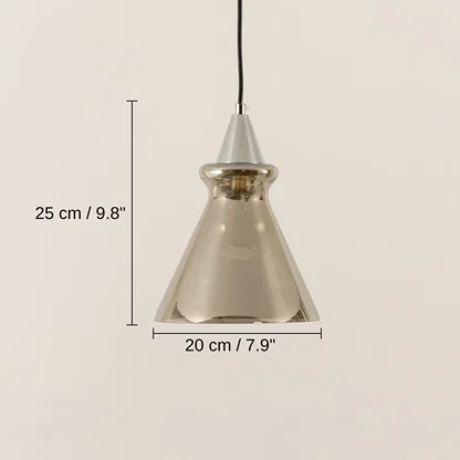 Silver chrome metal pendant light, base 25 x 20 x 20 cm (9.8 x 7.9 x 7.9 inches), canopy 10 x 10 cm (3.9 x 3.9 inches) dimensions