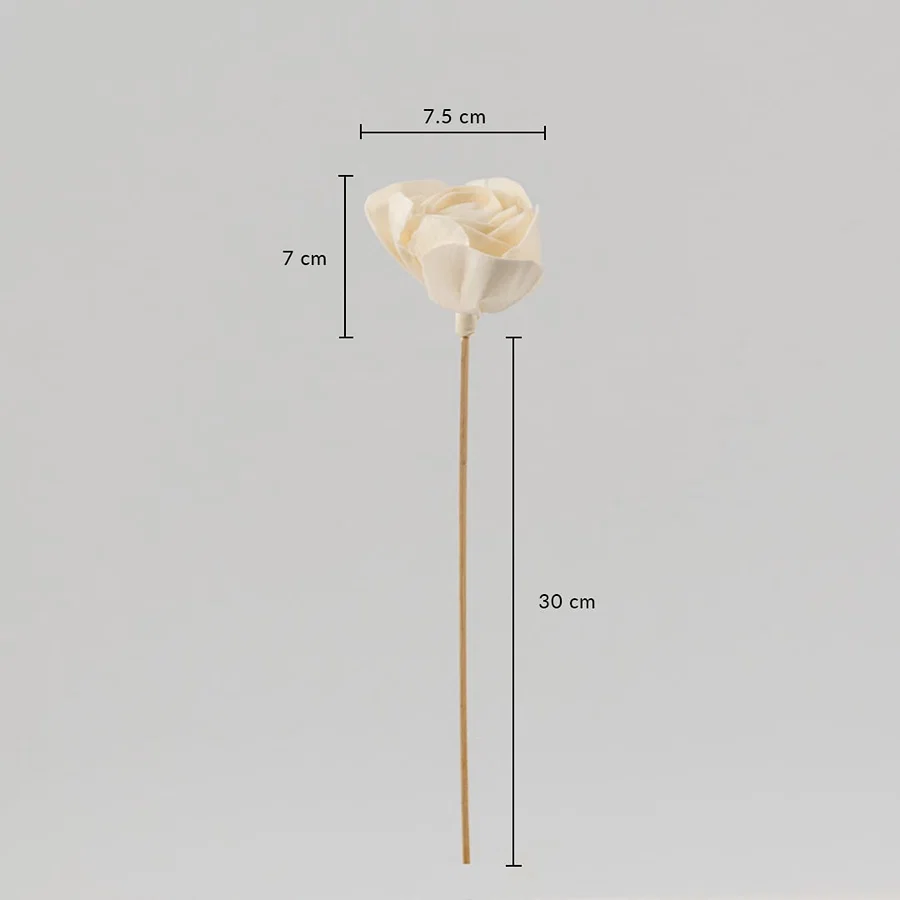 White flower stick measuring 30 cm tall with a 7.5 cm wide flower head shown for size reference.