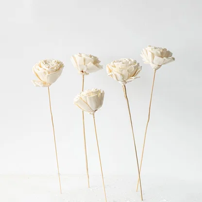 Set of white dried flowers with delicate petals and long stems ideal for home styling and table decor.