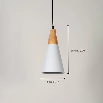 White metal pendant light, 28 x 14 x 14 cm (11.0 x 5.5 x 5.5 inches) dimensions