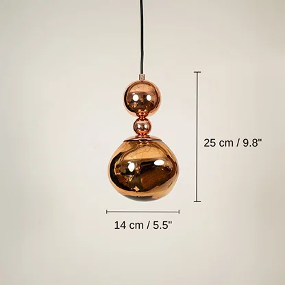 Copper finish metal globe pendant light, 25 x 14 x 14 cm (9.8 x 5.5 x 5.5 inches) dimensions