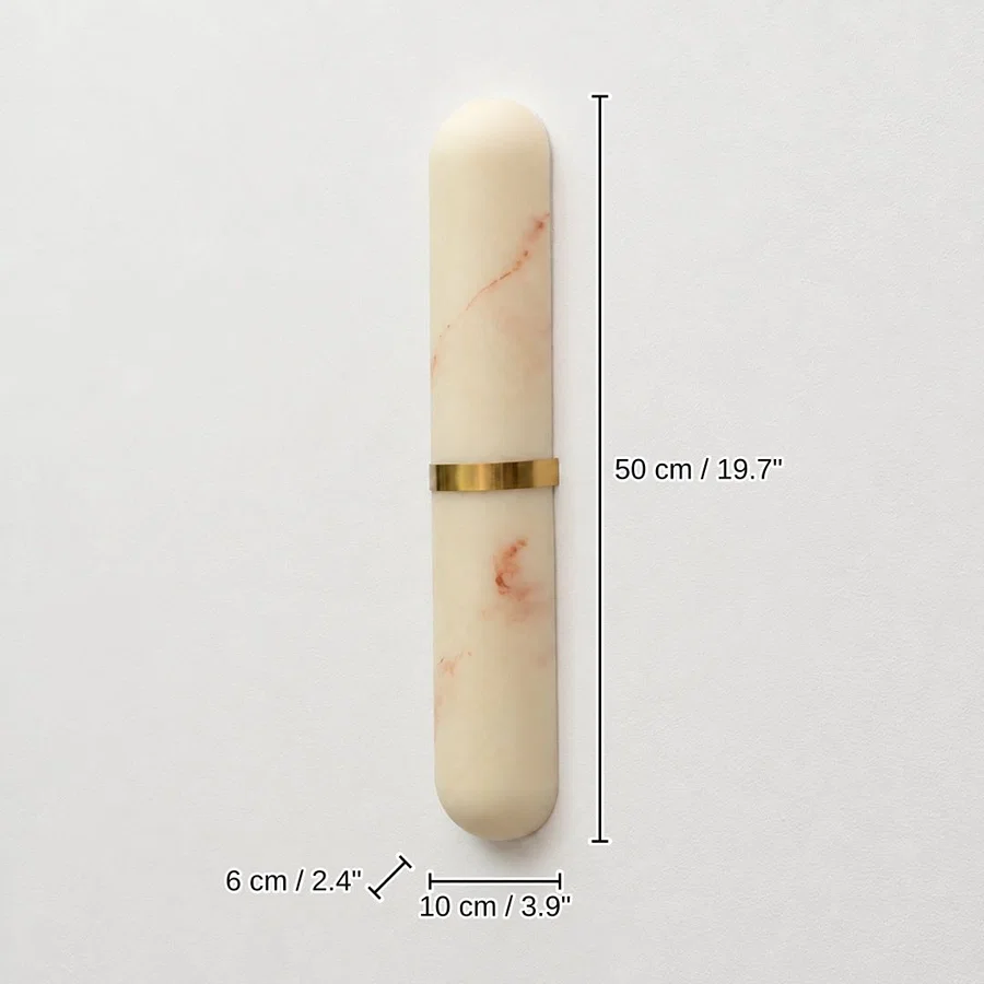 Aethel Linear Capsule Wall Sconce, 50 x 10 x 6 cm (19.7 x 3.9 x 2.4 inches) dimensions