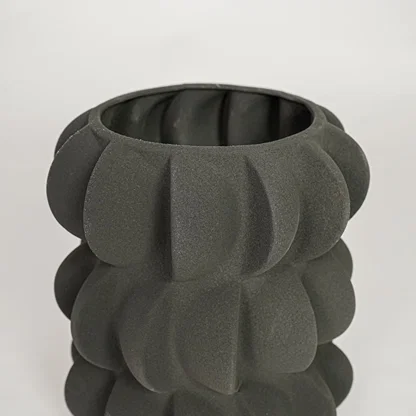 Black ceramic decorative vase with sculpted bubble texture perfect for elegant dried floral display and stylish interior decor.