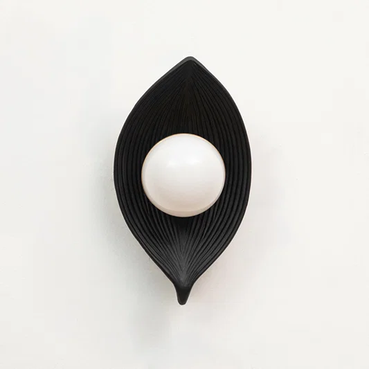 Aura Sculptural Leaf Wall Light - Black