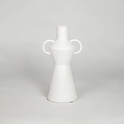 Modern white ceramic decorative vase isolated on clean background stylish large flower vase for home decor use.