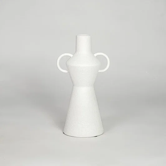 Modern white ceramic decorative vase isolated on clean background stylish large flower vase for home decor use.
