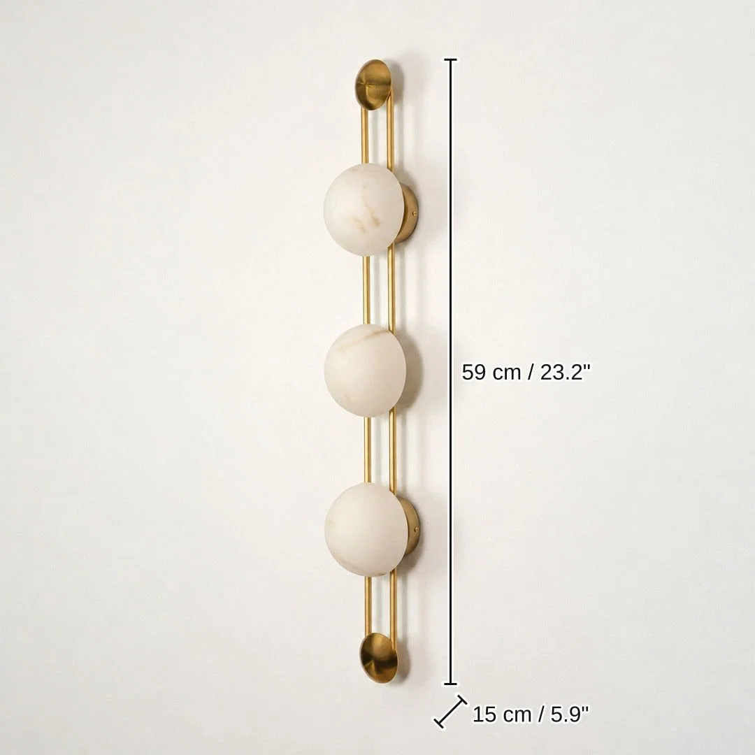 Celeste 3-Globe Wall Sconce, 59 x 13 x 15 cm (23.2 x 5.1 x 5.9 inches) dimensions