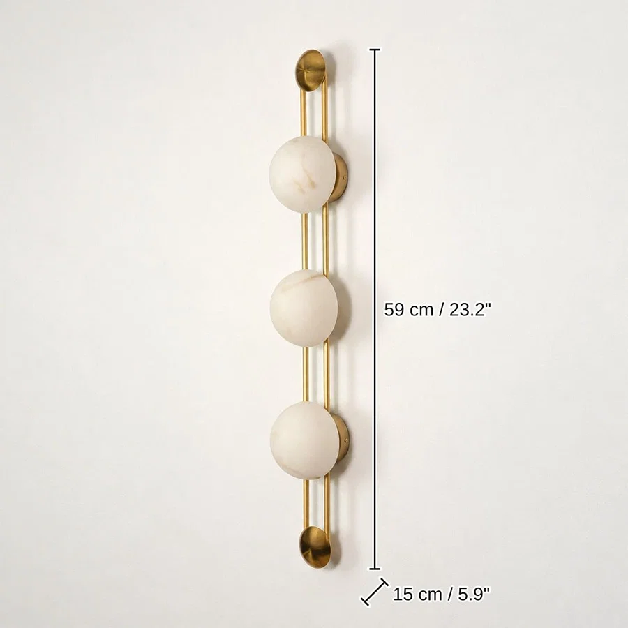 Celeste 3-Globe Wall Sconce, 59 x 13 x 15 cm (23.2 x 5.1 x 5.9 inches) dimensions