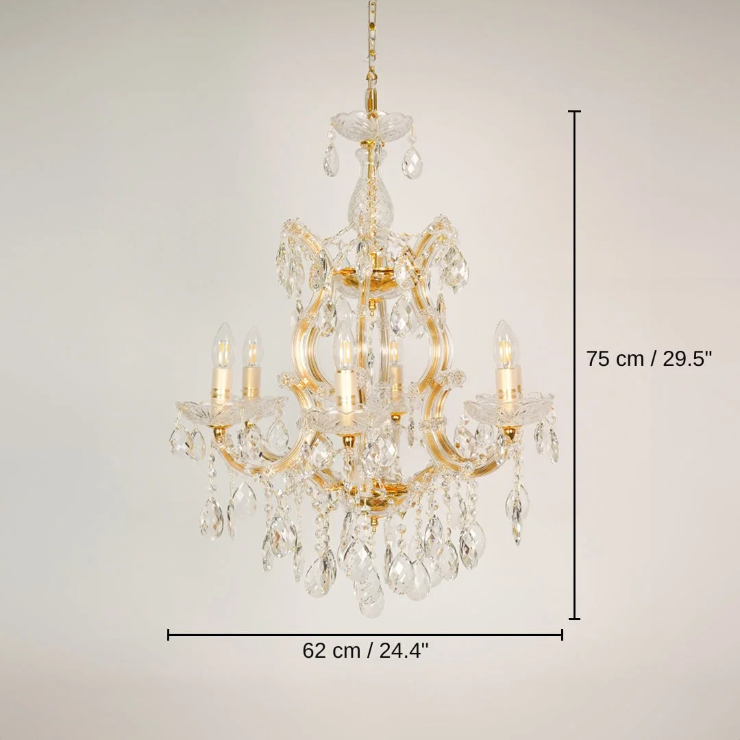 Celeste 6-Light Candelabra Chandelier, 75 x 62 x 62 cm (29.5 x 24.4 x 24.4 inches) dimensions