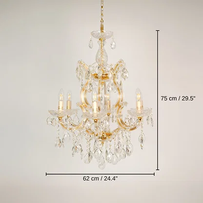 Celeste 6-Light Candelabra Chandelier, 75 x 62 x 62 cm (29.5 x 24.4 x 24.4 inches) dimensions