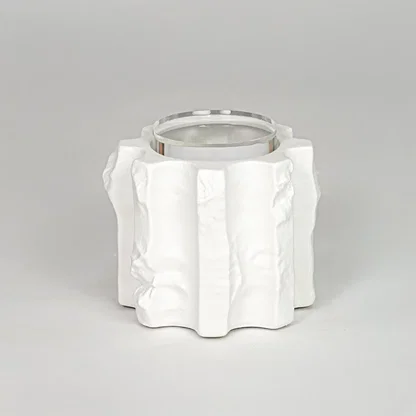 Modern white decorative flower vase isolated white background stylish ceramic vase for home decor display.