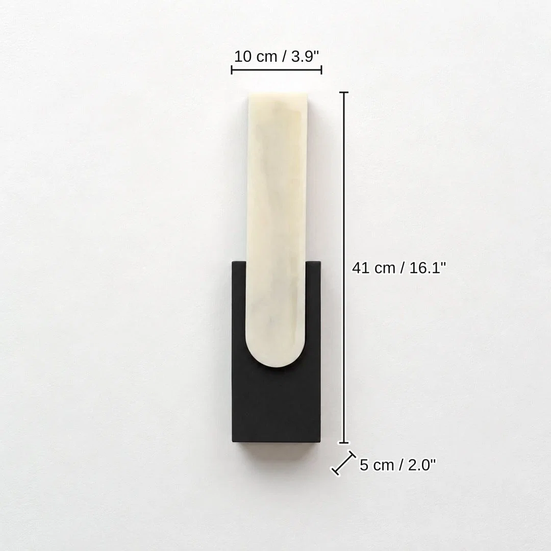 Columnus Alabaster Wall Lamp - Black, 41 x 10 x 5 cm (16.1 x 3.9 x 2.0 inches) dimensions
